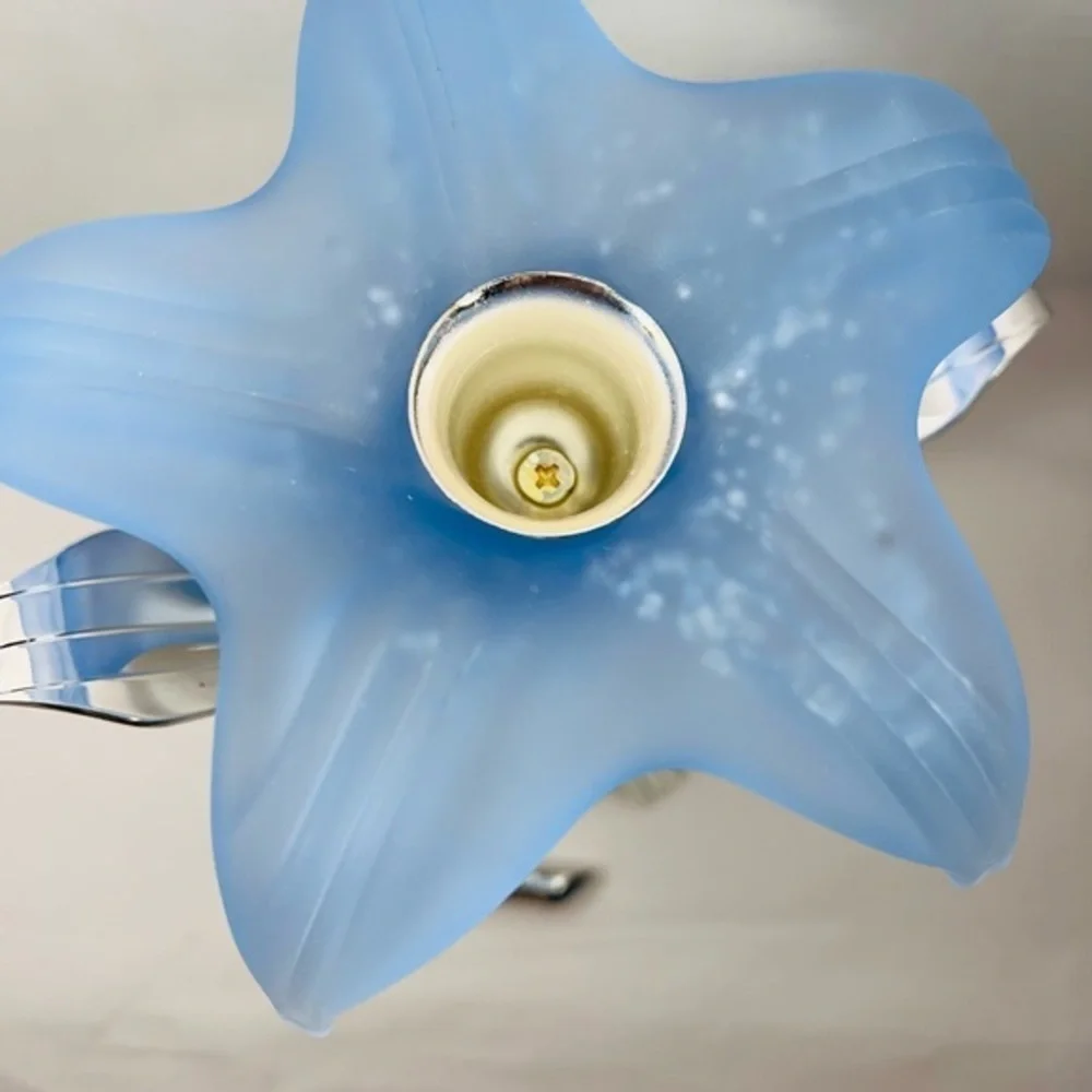 Unique frosted baby blue flower candle holder new